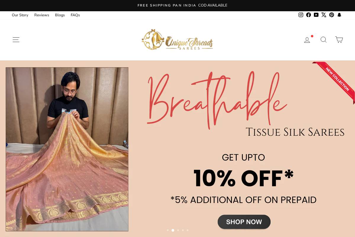 utsarees.in homepage screenshot