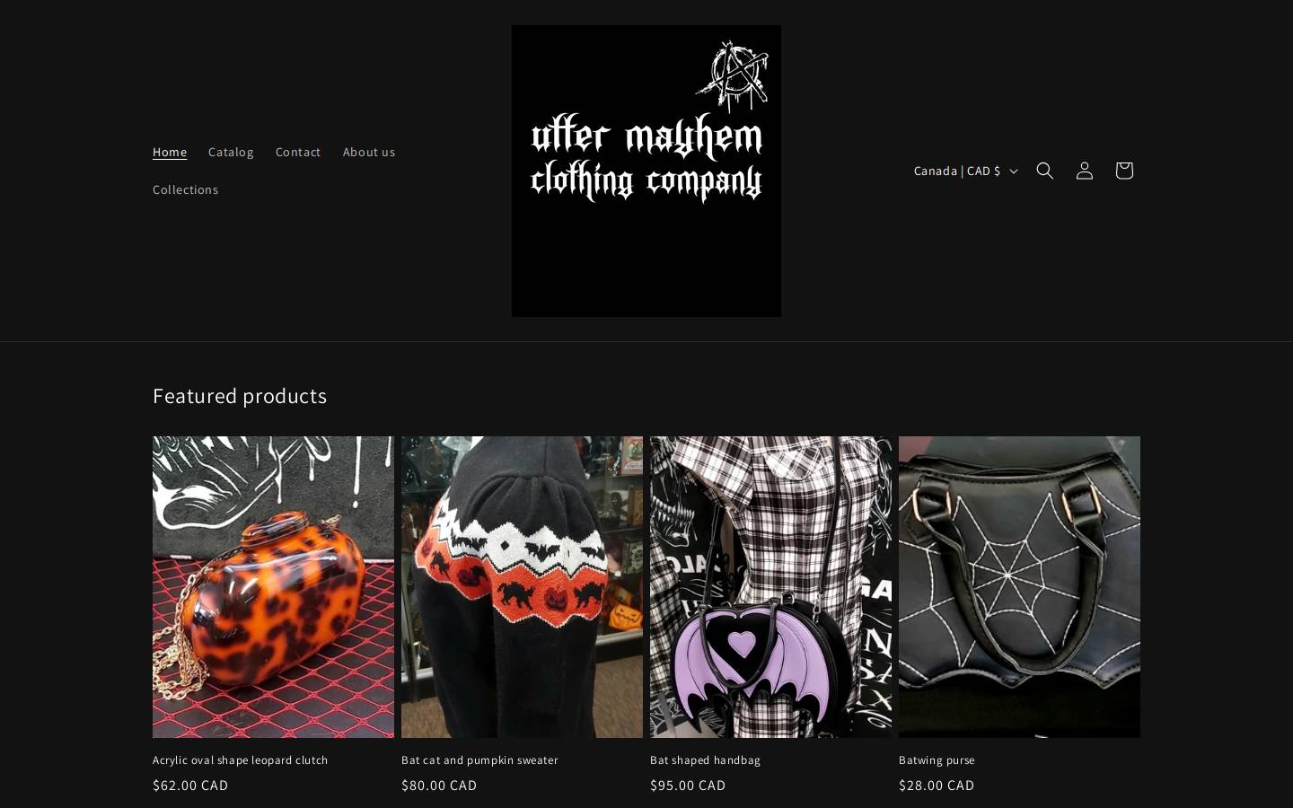 uttermayhem.ca homepage screenshot