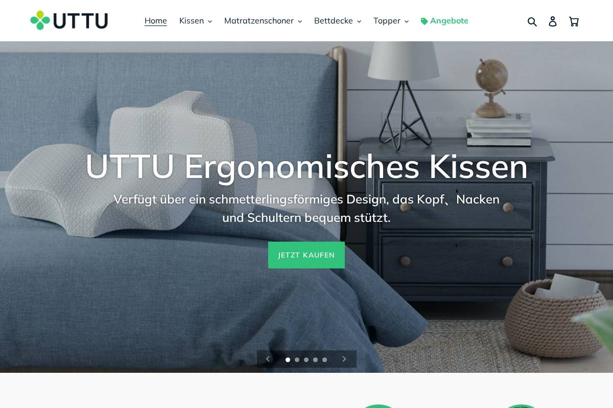 uttubedding.de homepage screenshot