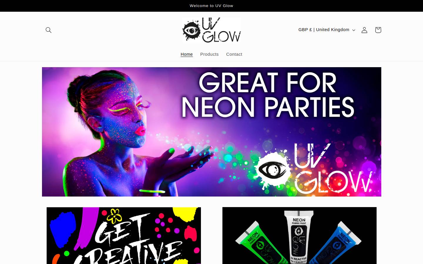 uvglow.com homepage screenshot