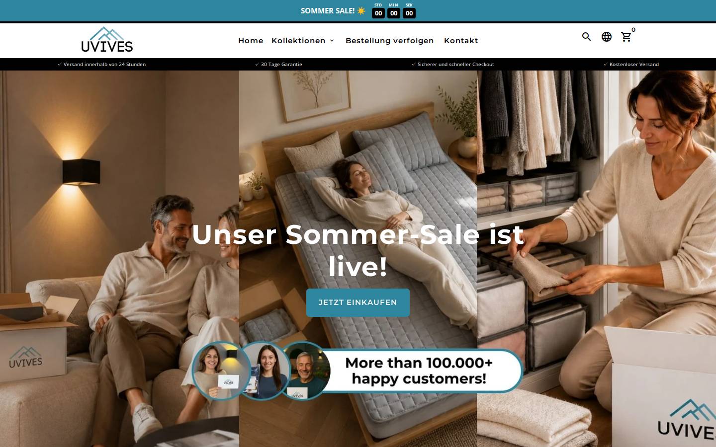 Uvives homepage screenshot
