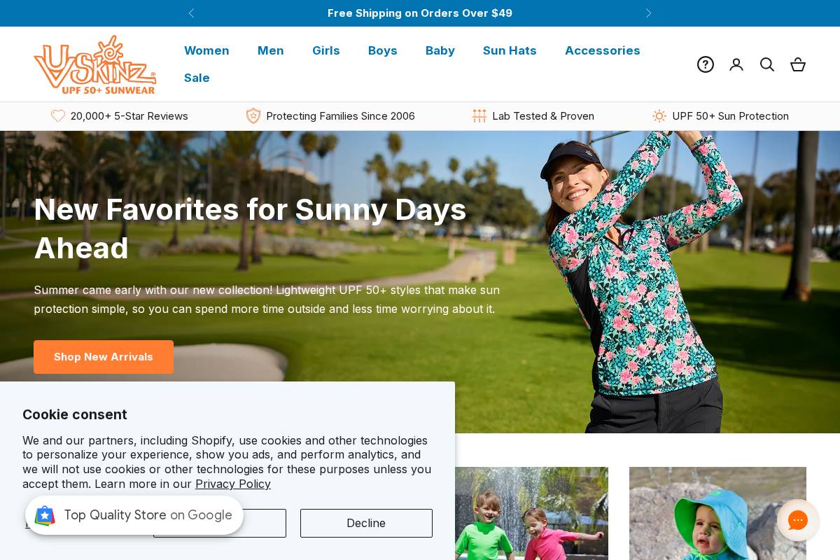 UV Skinz homepage screenshot