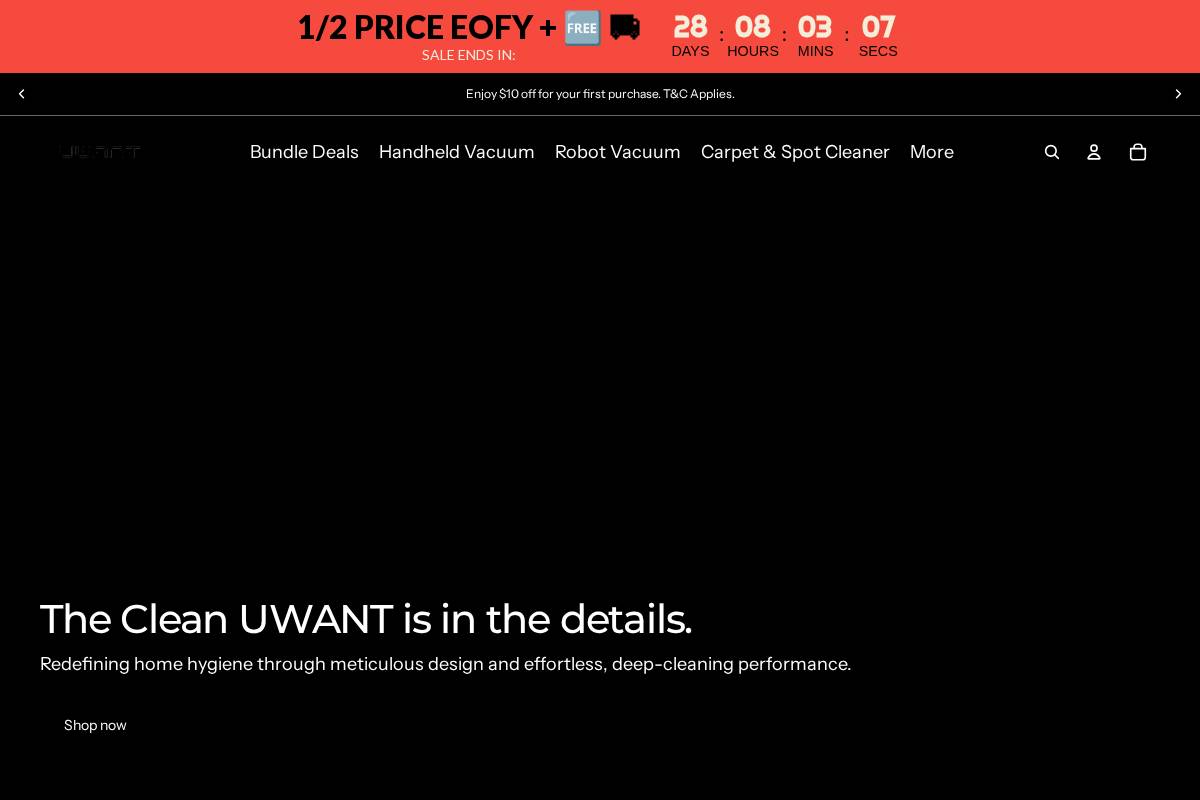 uwant.au homepage screenshot
