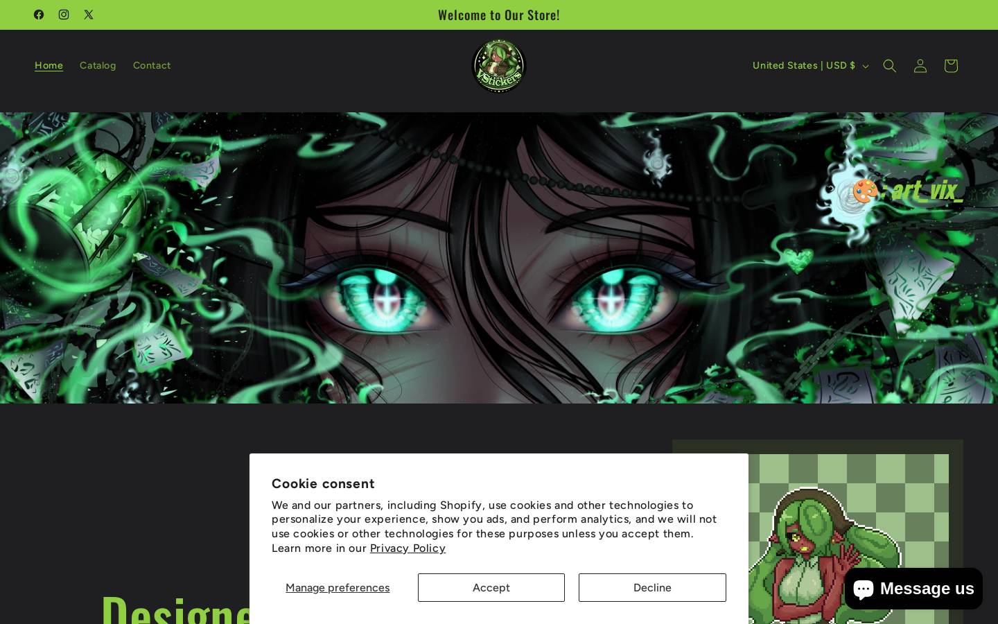 v-stickers.com homepage screenshot