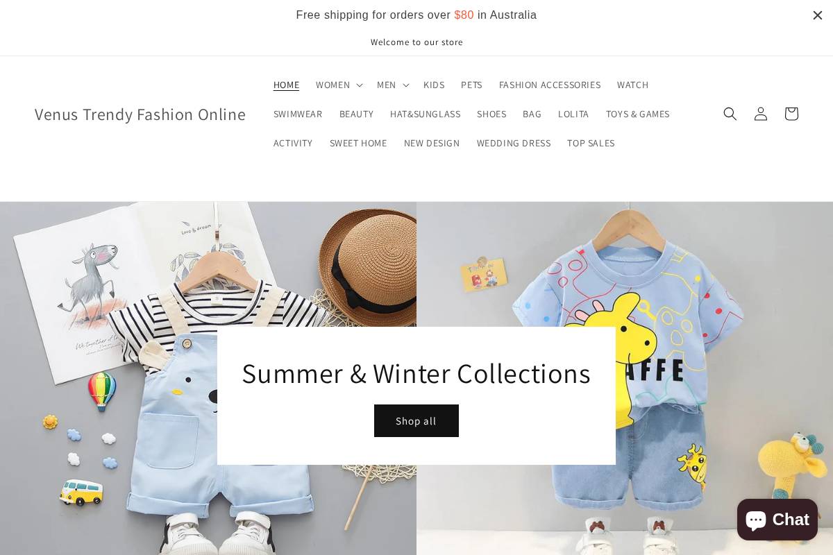 v-trendyfashion.com.au homepage screenshot