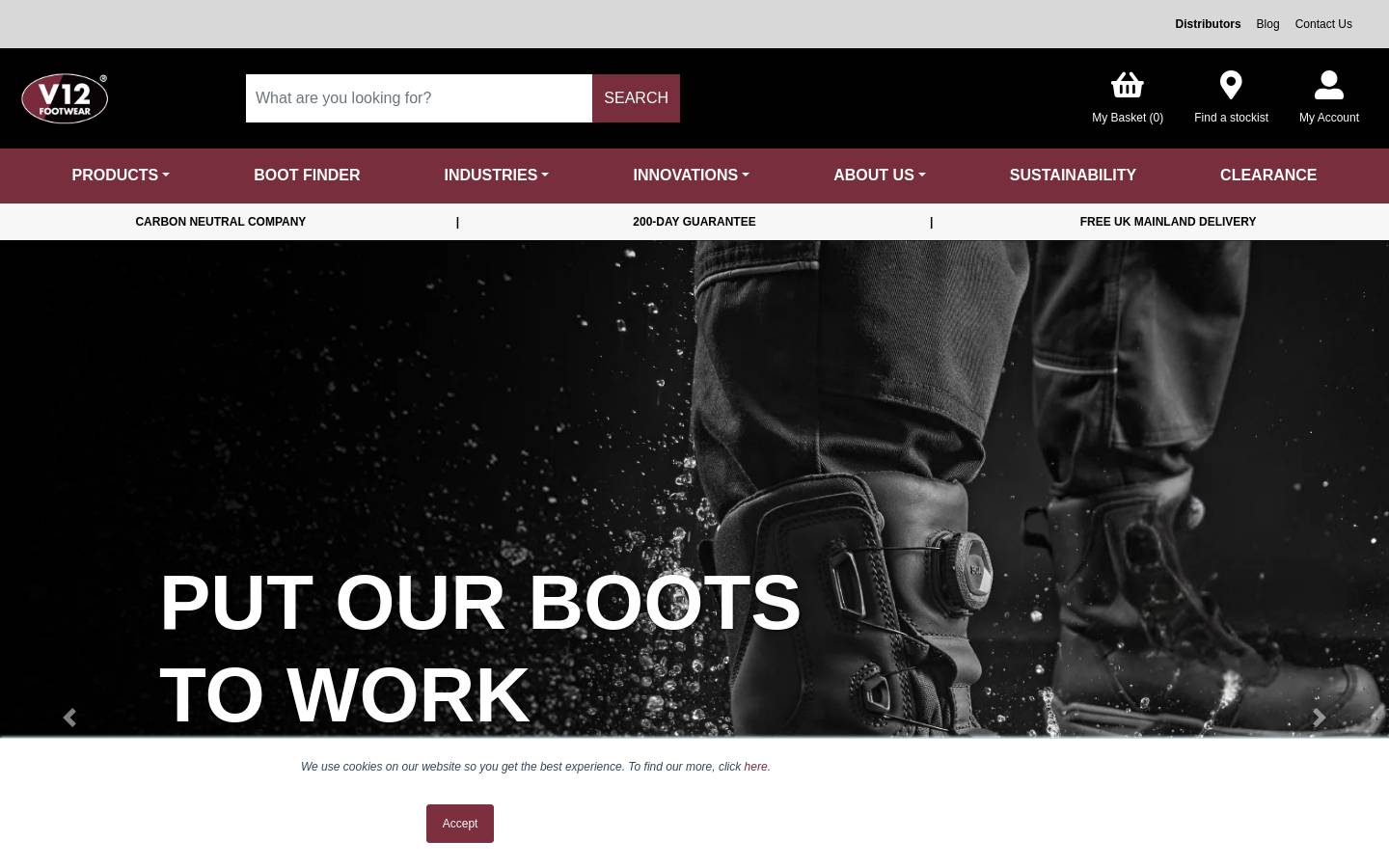 v12footwear.com homepage screenshot