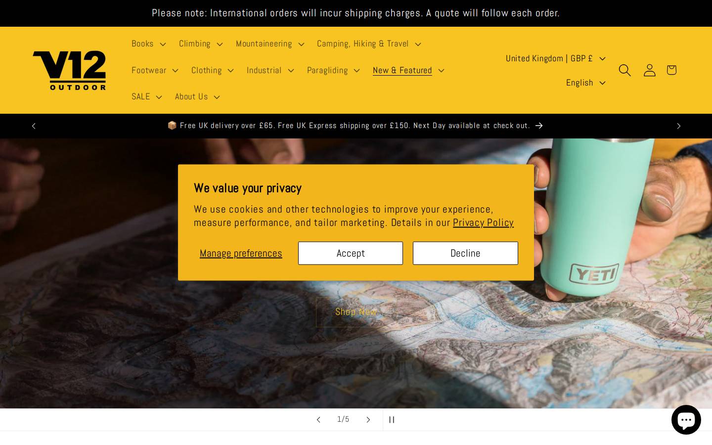 V12outdoor homepage screenshot