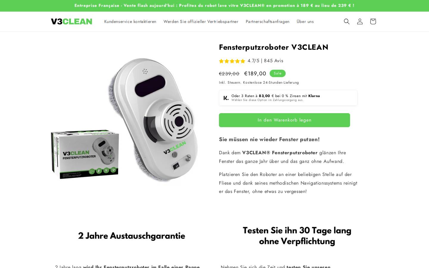 v3clean.de homepage screenshot