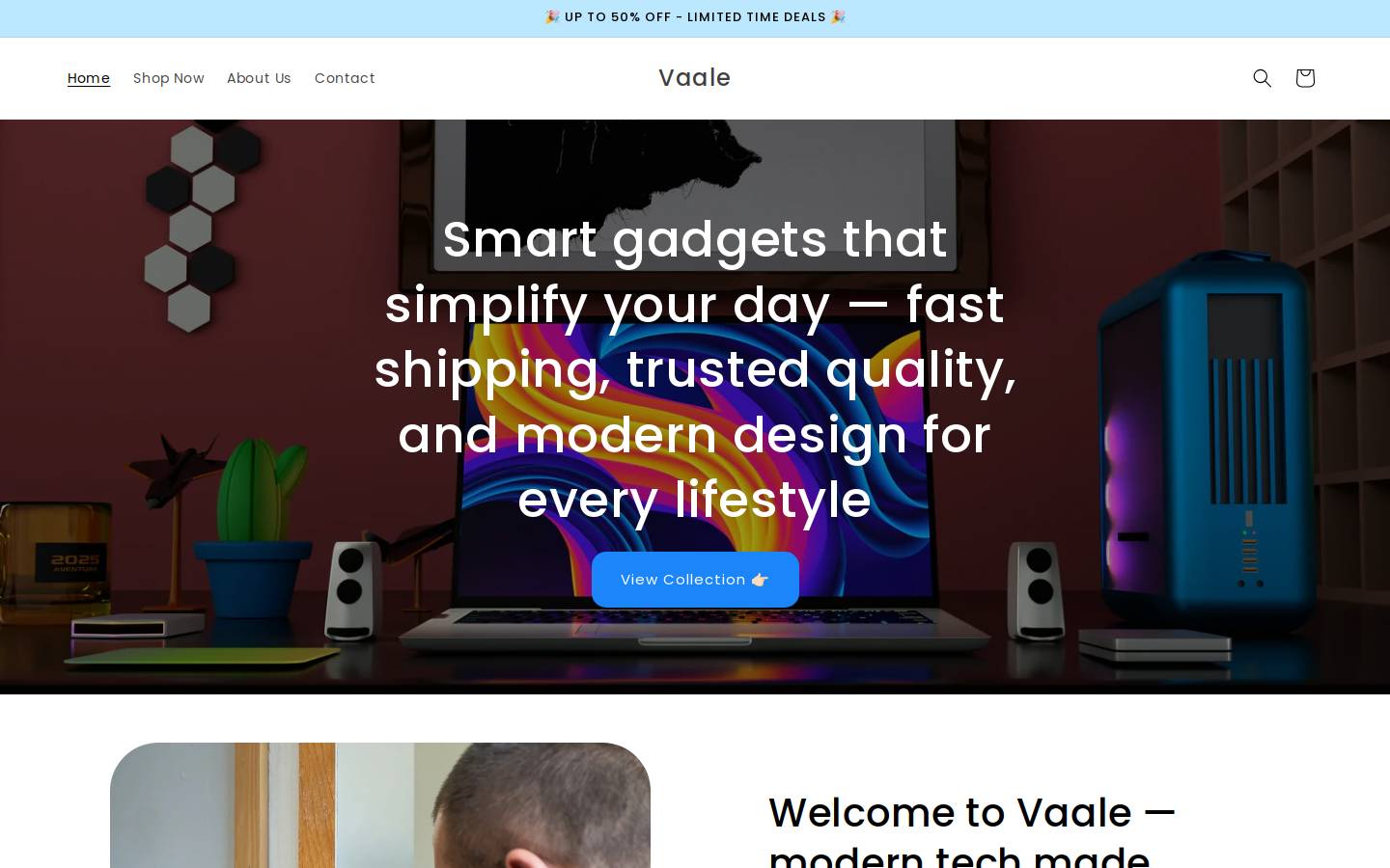 vaale.store homepage screenshot