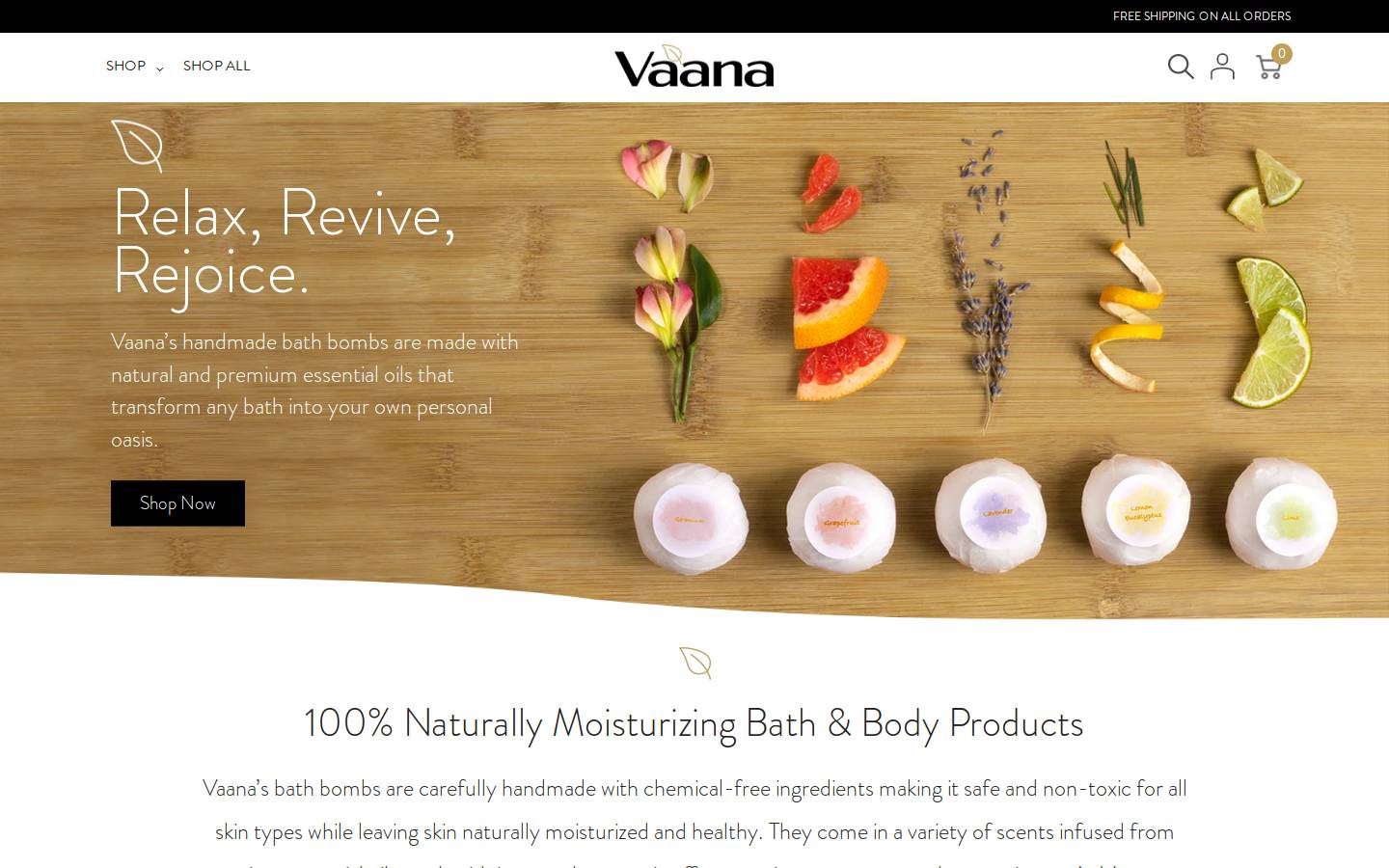 vaanabath.com homepage screenshot