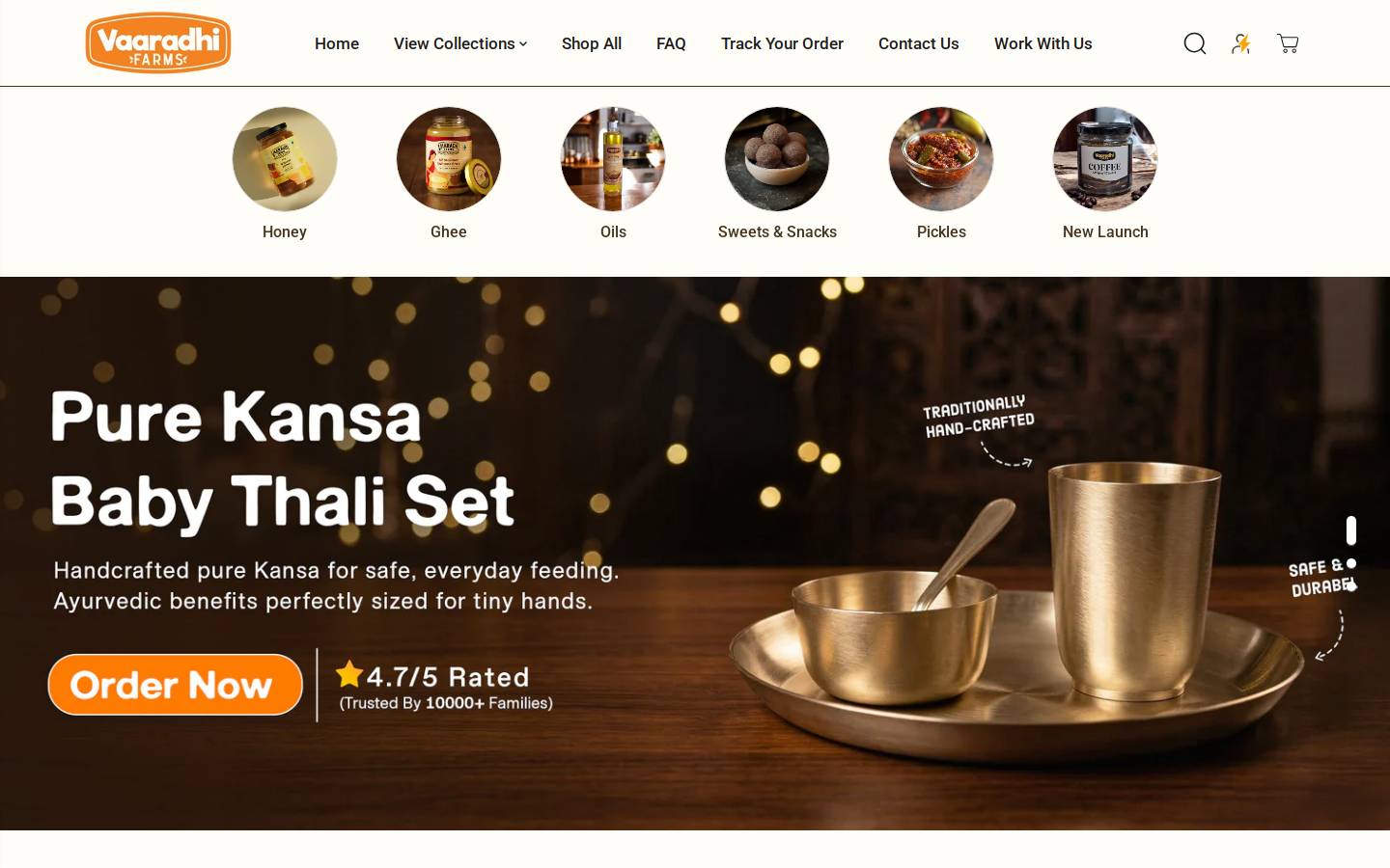 vaaradhifarms.com homepage screenshot