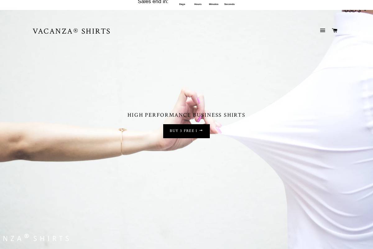 vacanzashirts.com homepage screenshot