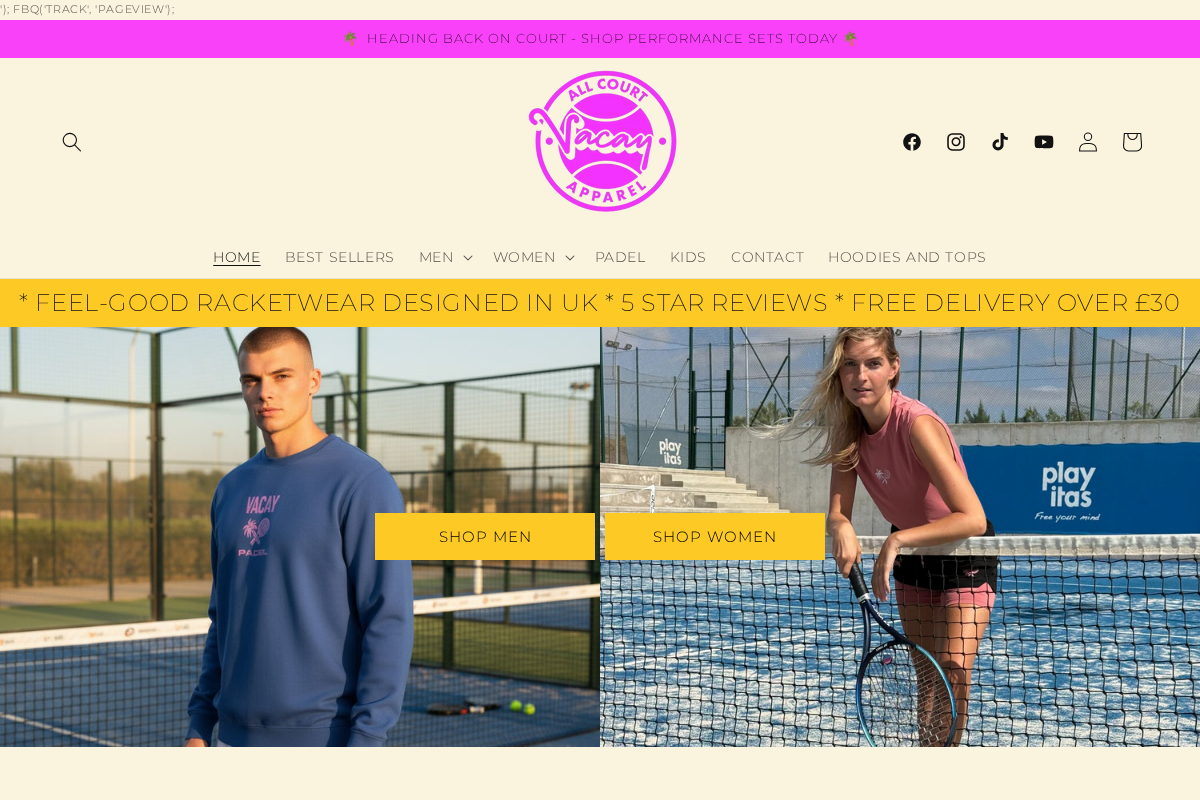 Vacay Court Apparel homepage screenshot