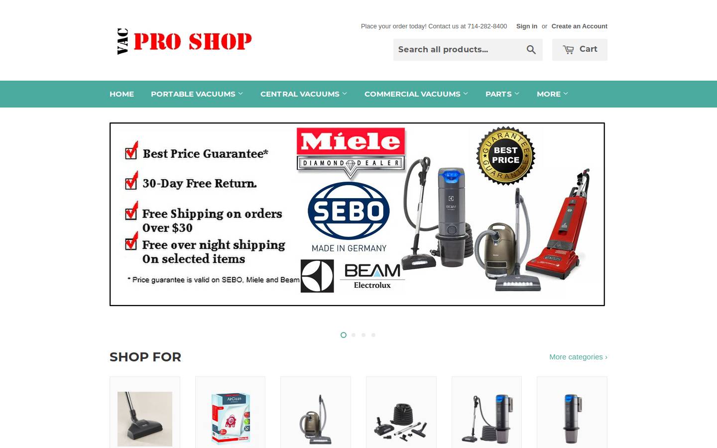 vacproshop.com homepage screenshot