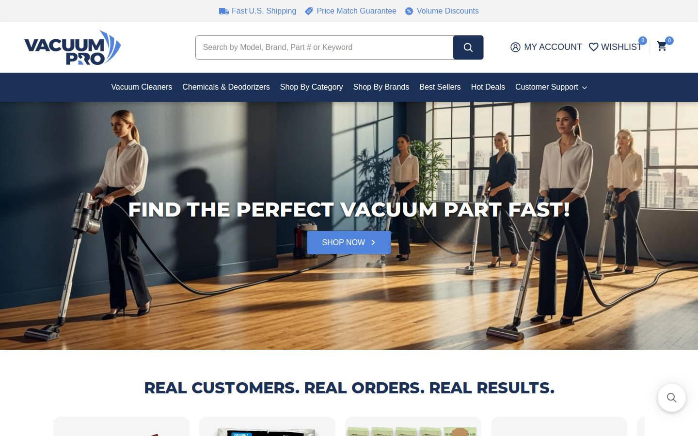 Vacuumpro homepage screenshot