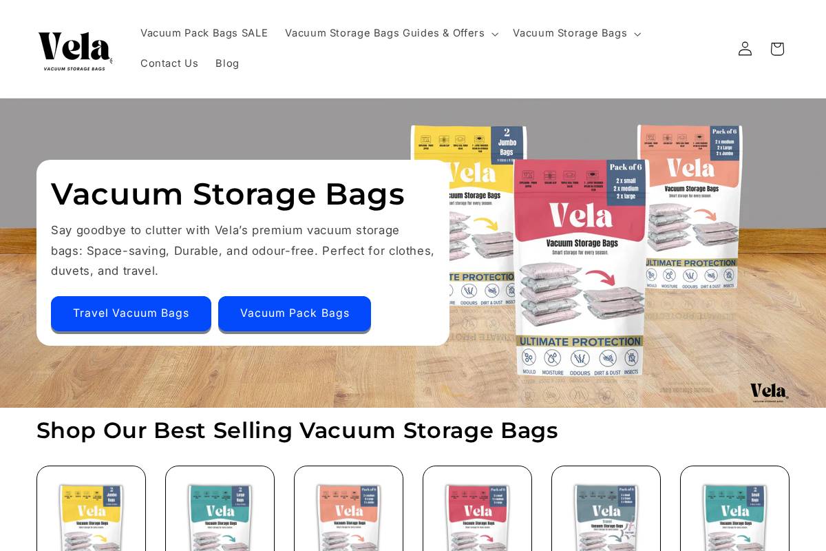 Vacuum Storage Bags homepage screenshot
