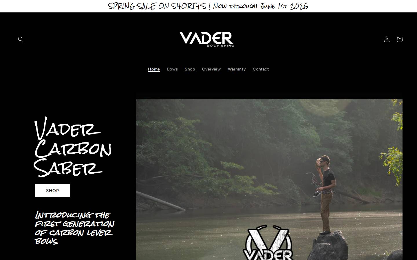 vaderbows.com homepage screenshot