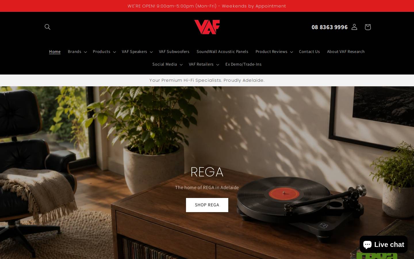 vaf.com.au homepage screenshot