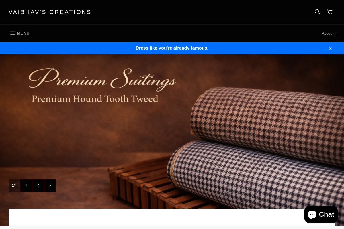 Vaibhav's Creations homepage screenshot