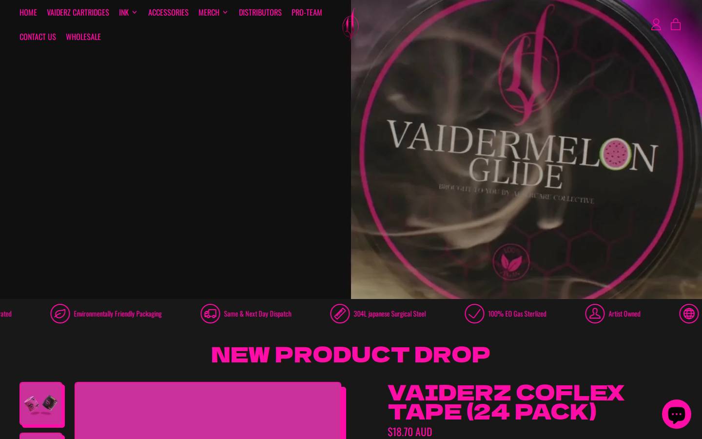 vaiderztattoosupplies.com homepage screenshot