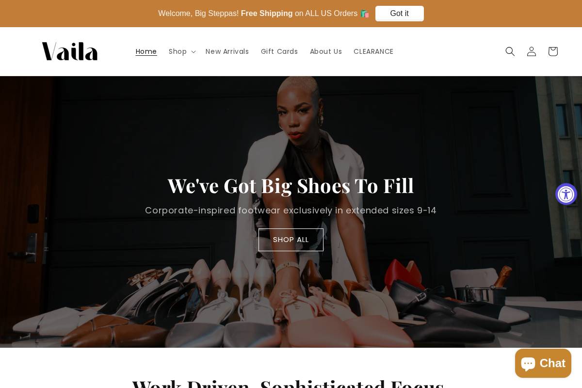 vailashoes.com homepage screenshot