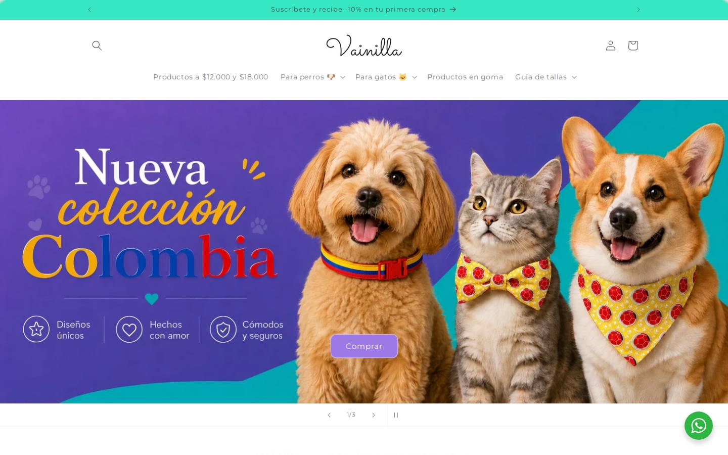vainillamascotas.com homepage screenshot