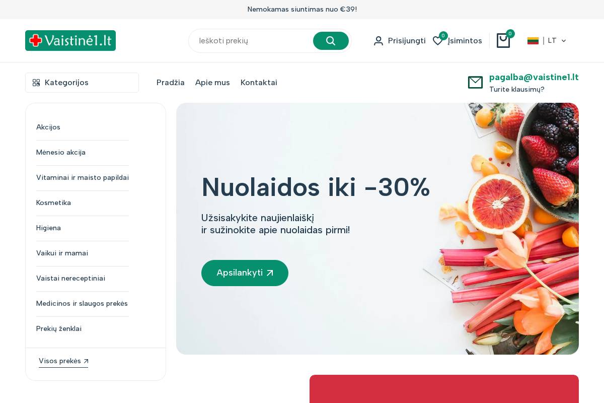 vaistine1.lt homepage screenshot