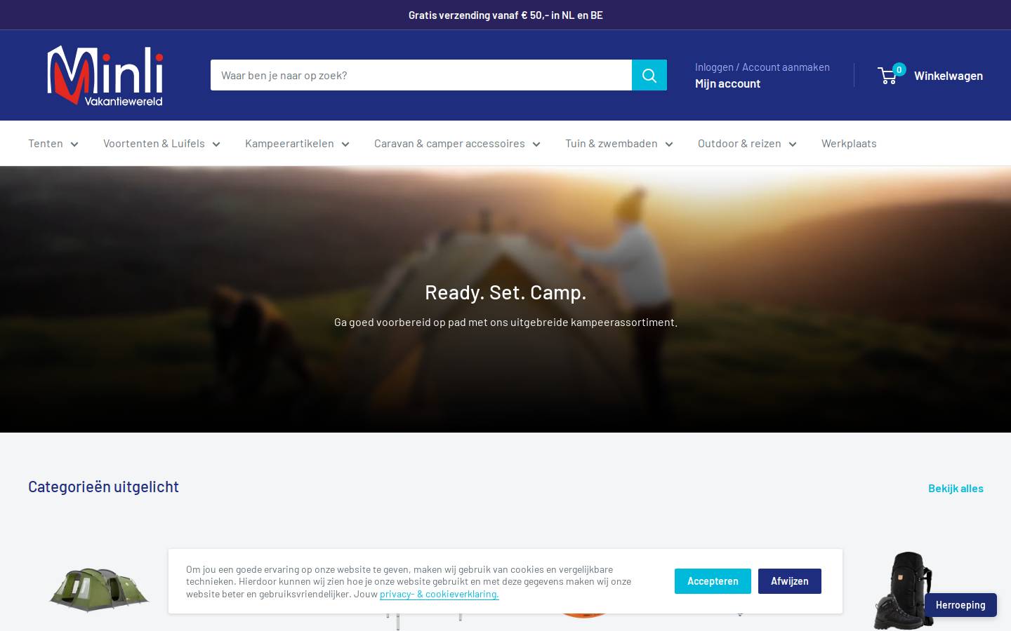 Minli Vakantiewereld homepage screenshot