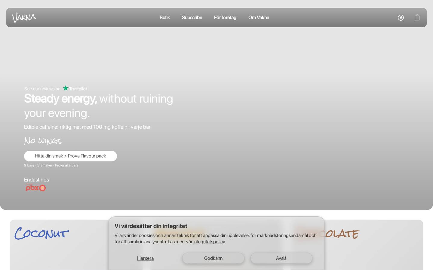 Vakna homepage screenshot