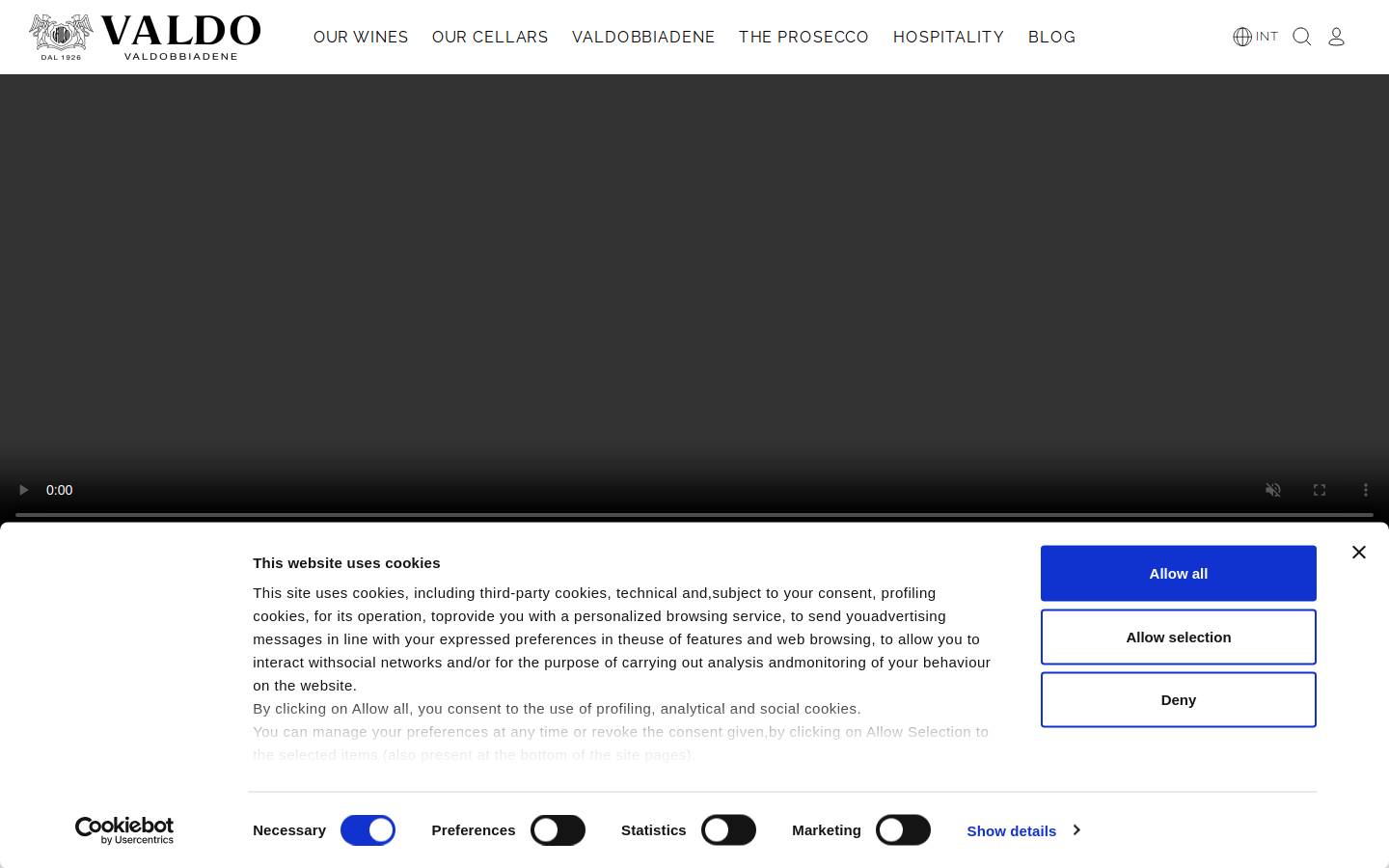 Valdo Spumanti homepage screenshot