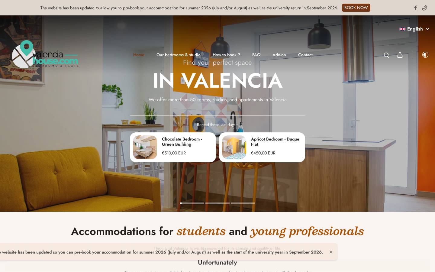 valencia-house.com homepage screenshot