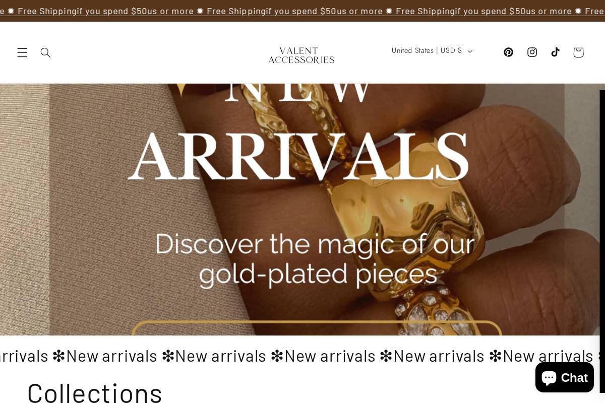 valentaccessories.com homepage screenshot