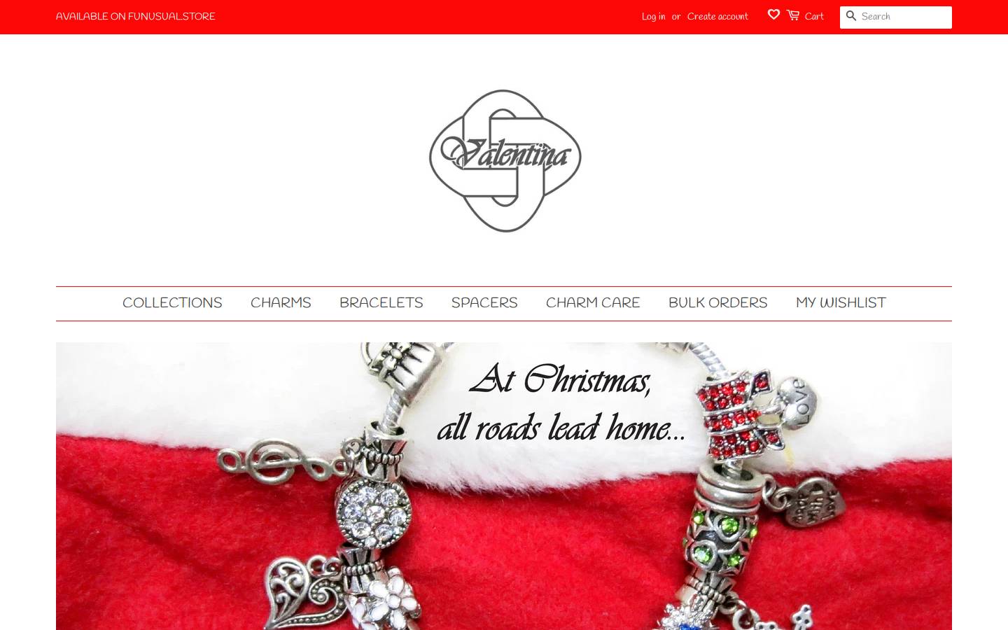 valentinacharms.com homepage screenshot