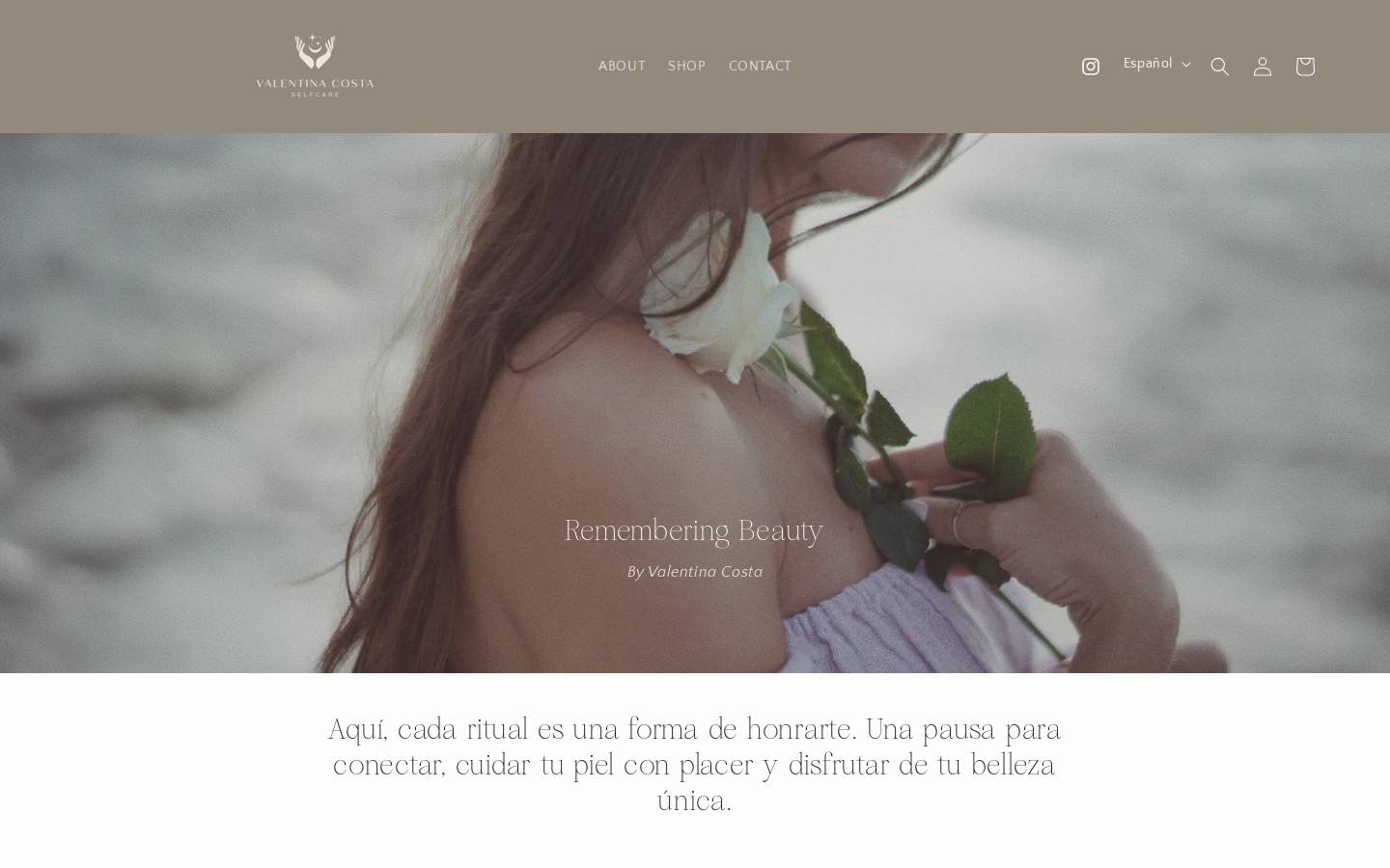 valentinacostaselfcare.com homepage screenshot