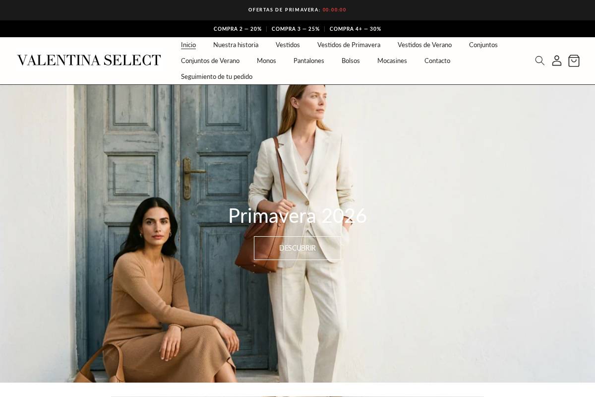 Valentinaselect homepage screenshot