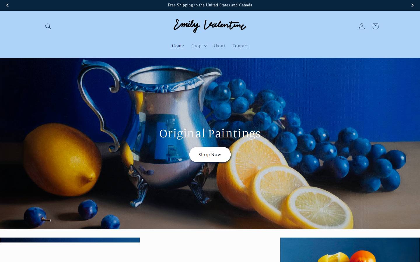 valentinefinearts.com homepage screenshot