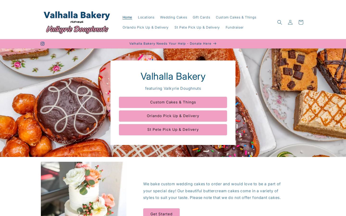 valhallabakery.com homepage screenshot