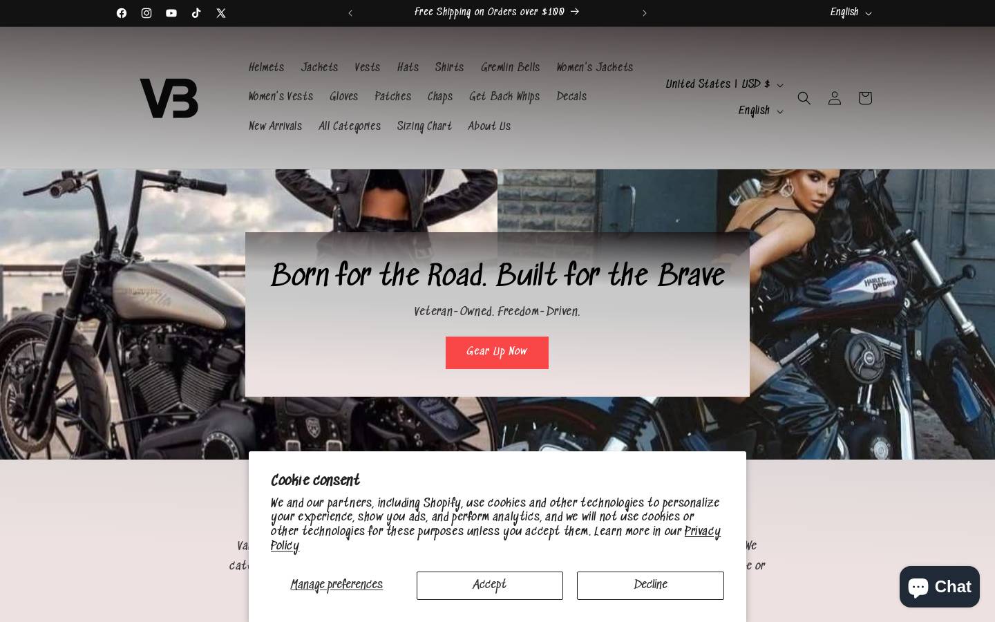 valiantbiker.com homepage screenshot