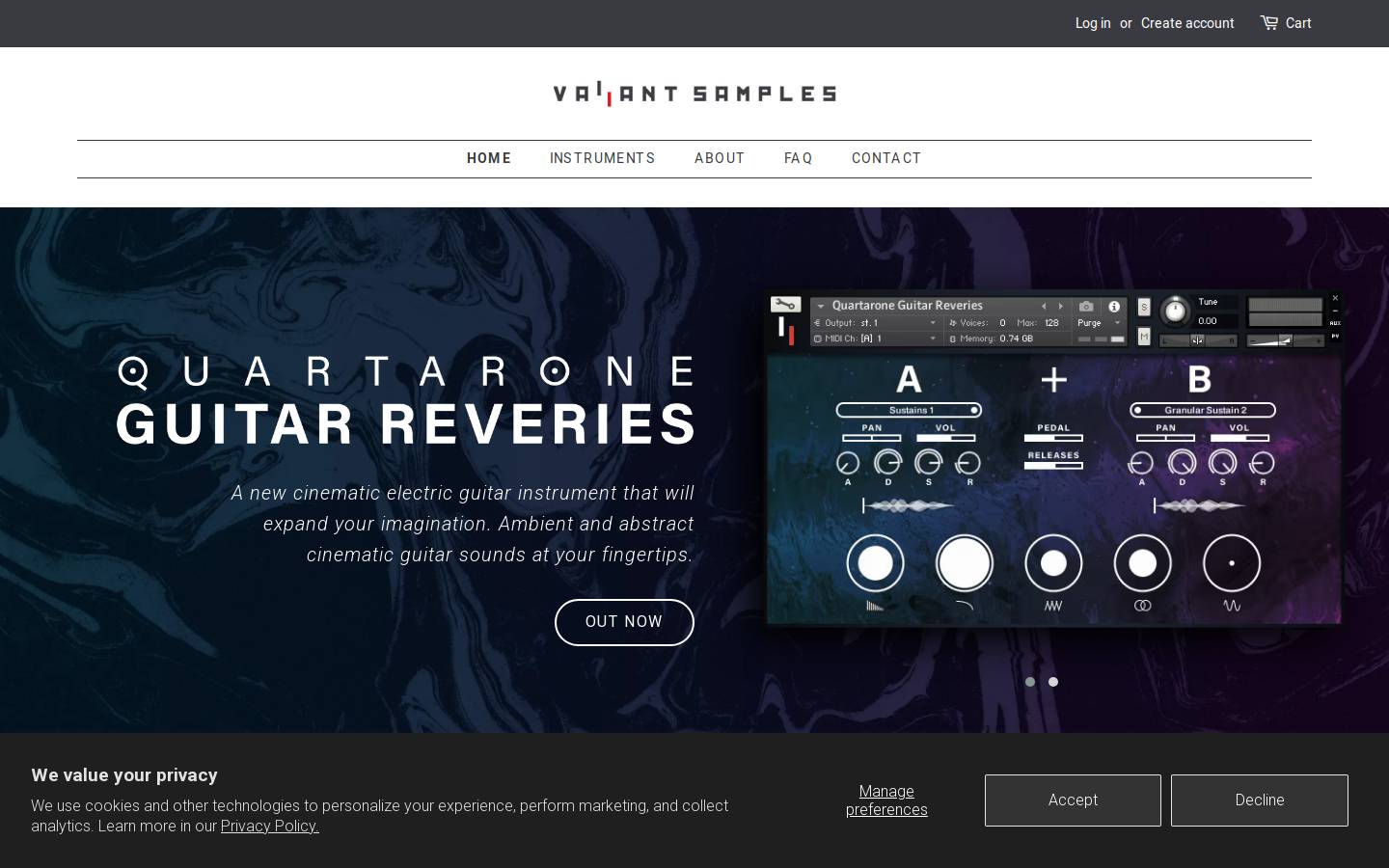valiantsamples.com.au homepage screenshot