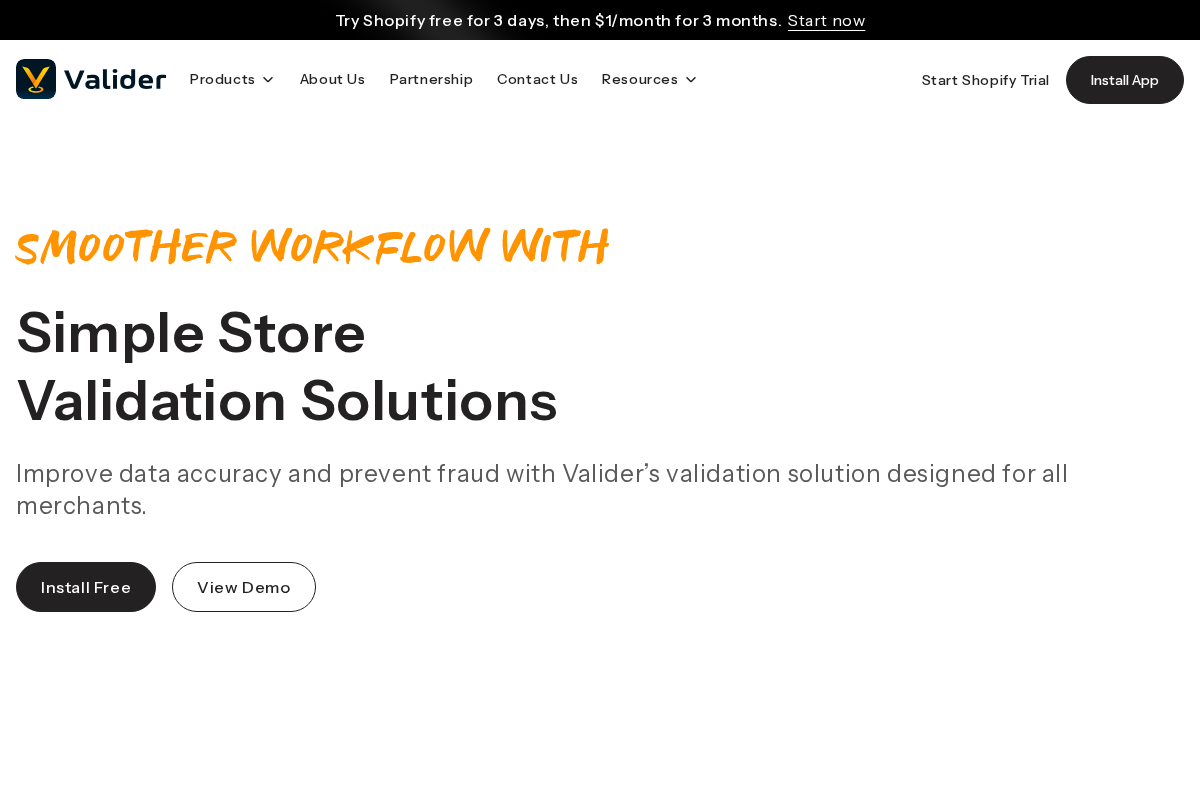 valider.app homepage screenshot