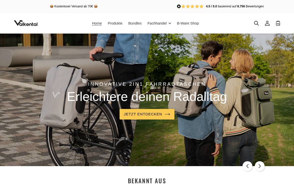 Valkental homepage screenshot
