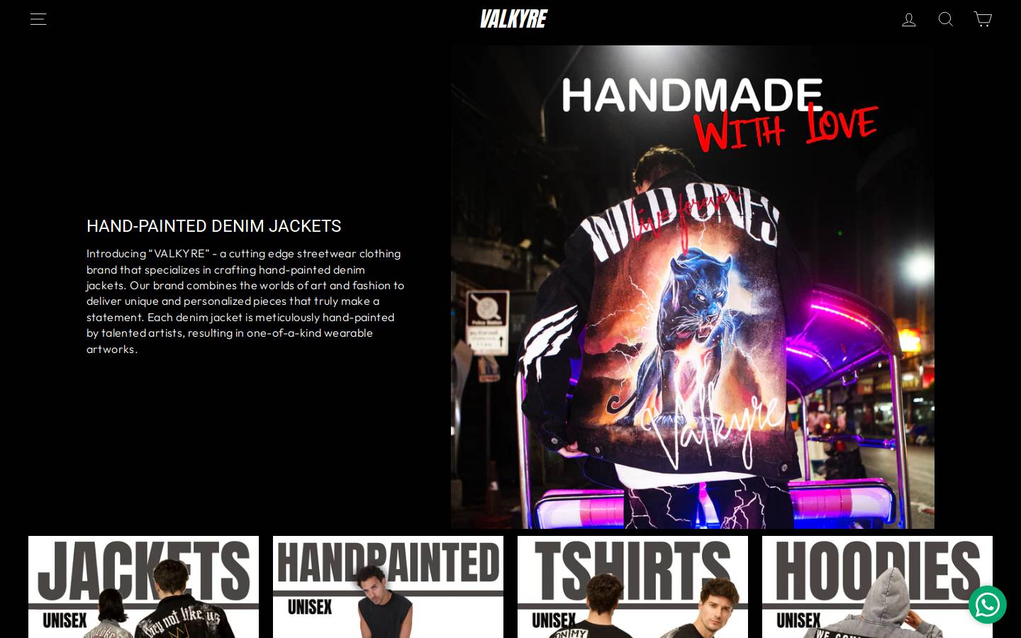valkyreclothing.in homepage screenshot