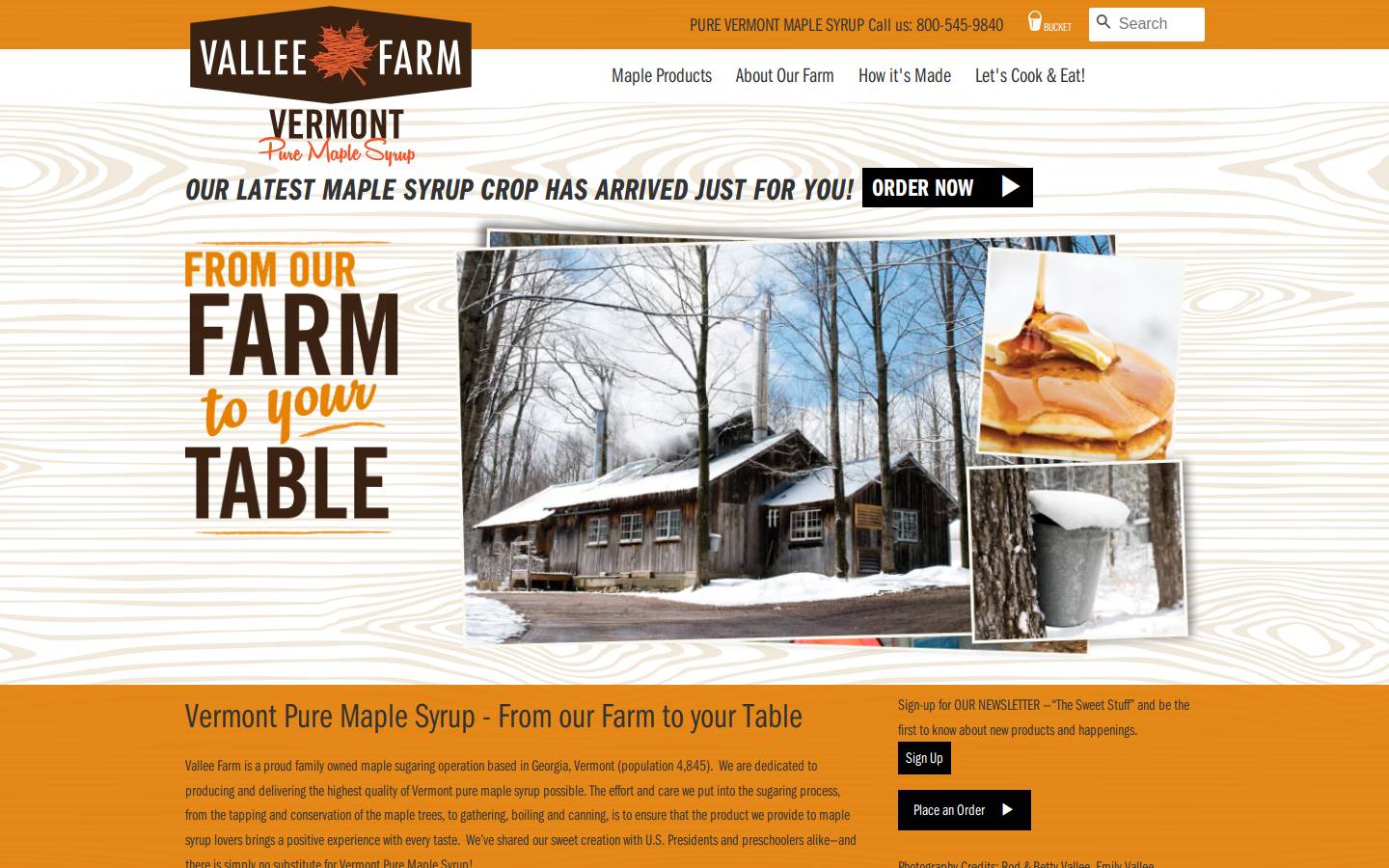valleemaple.com homepage screenshot