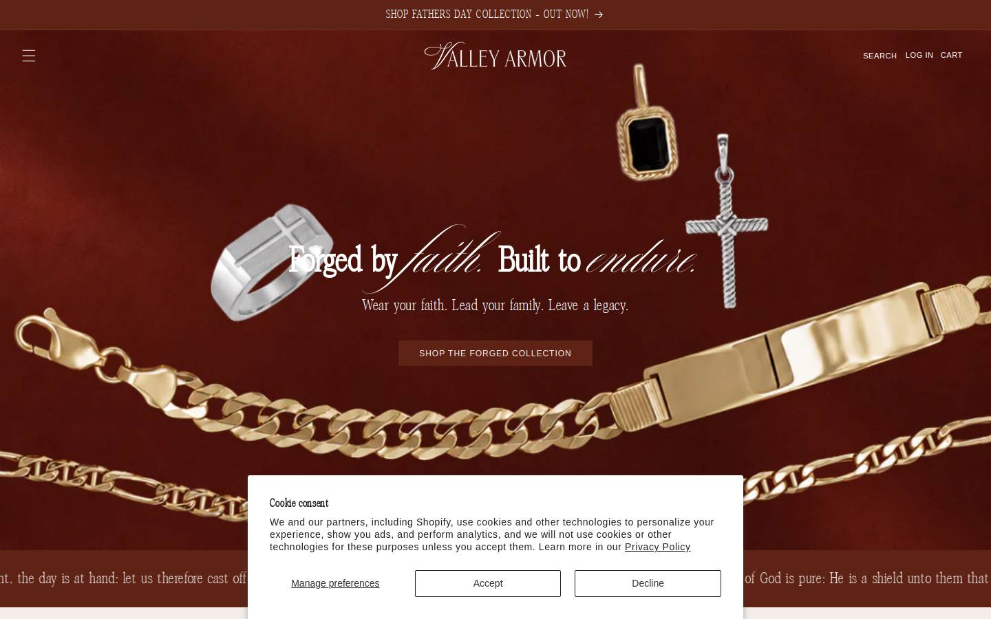 valleyarmorjewelry.com homepage screenshot