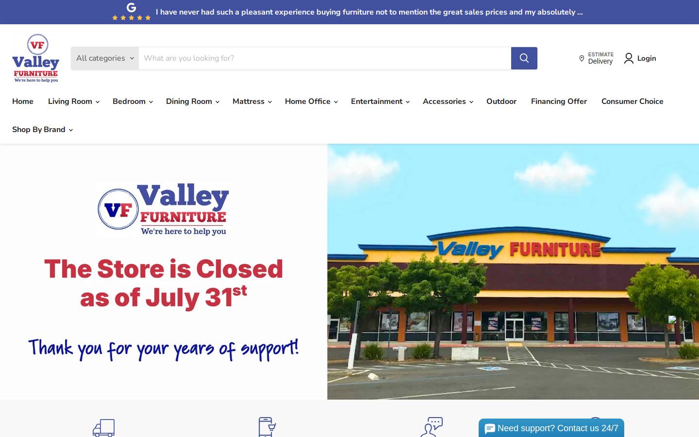 valleyfurniture.net homepage screenshot