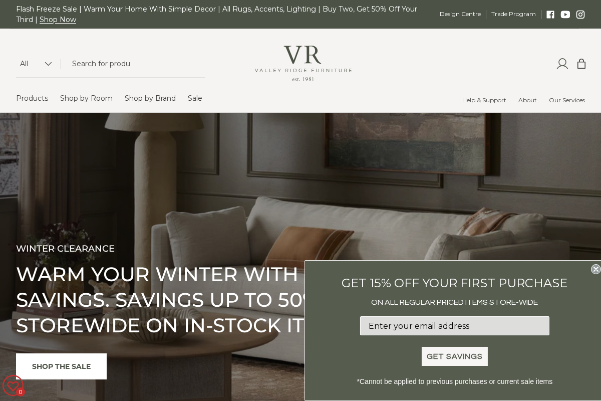 Valley Ridge Furniture homepage screenshot