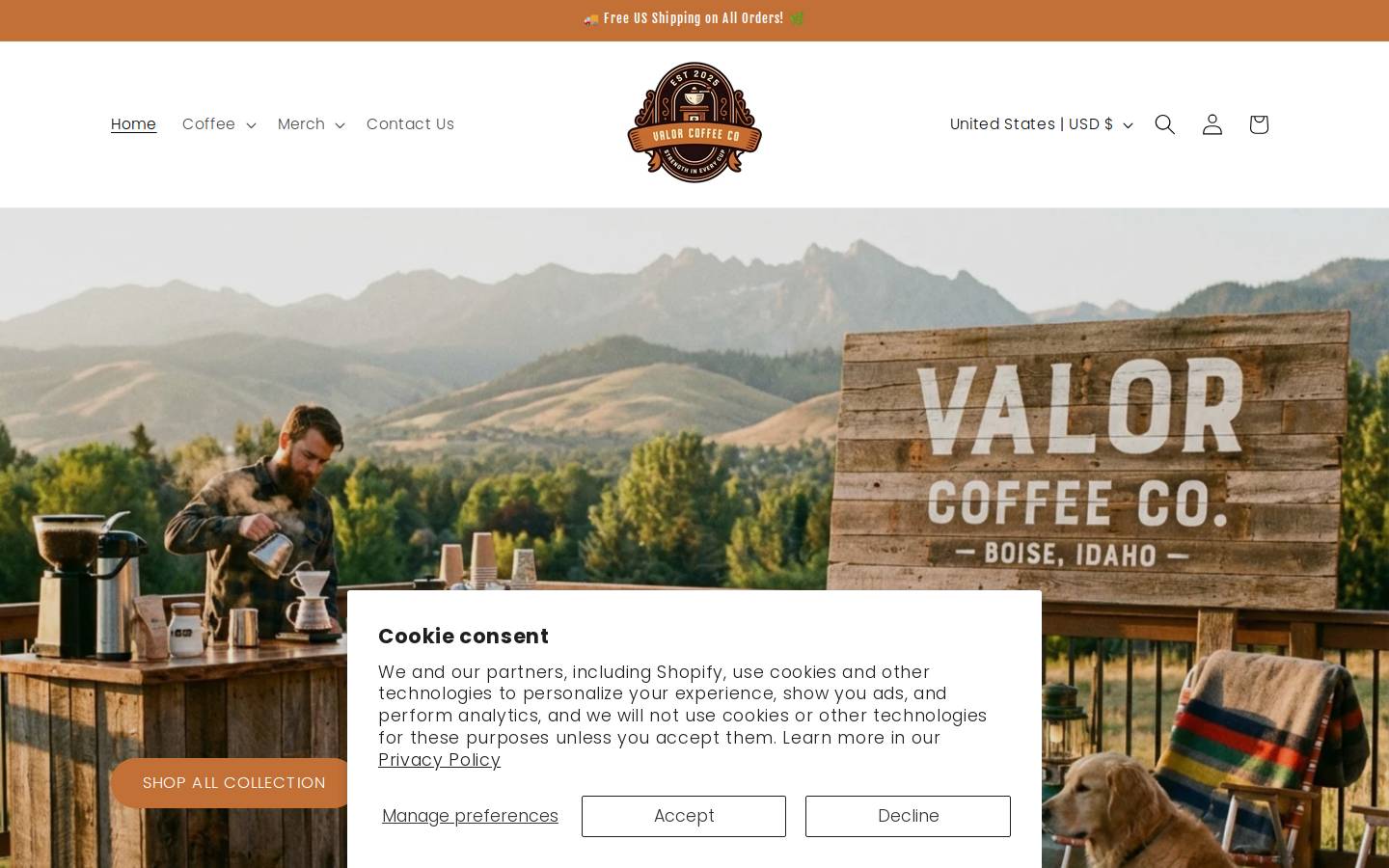 valorcoffeeco.com homepage screenshot