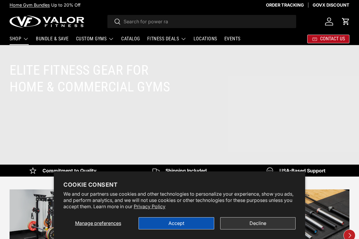 Valor Fitness homepage screenshot