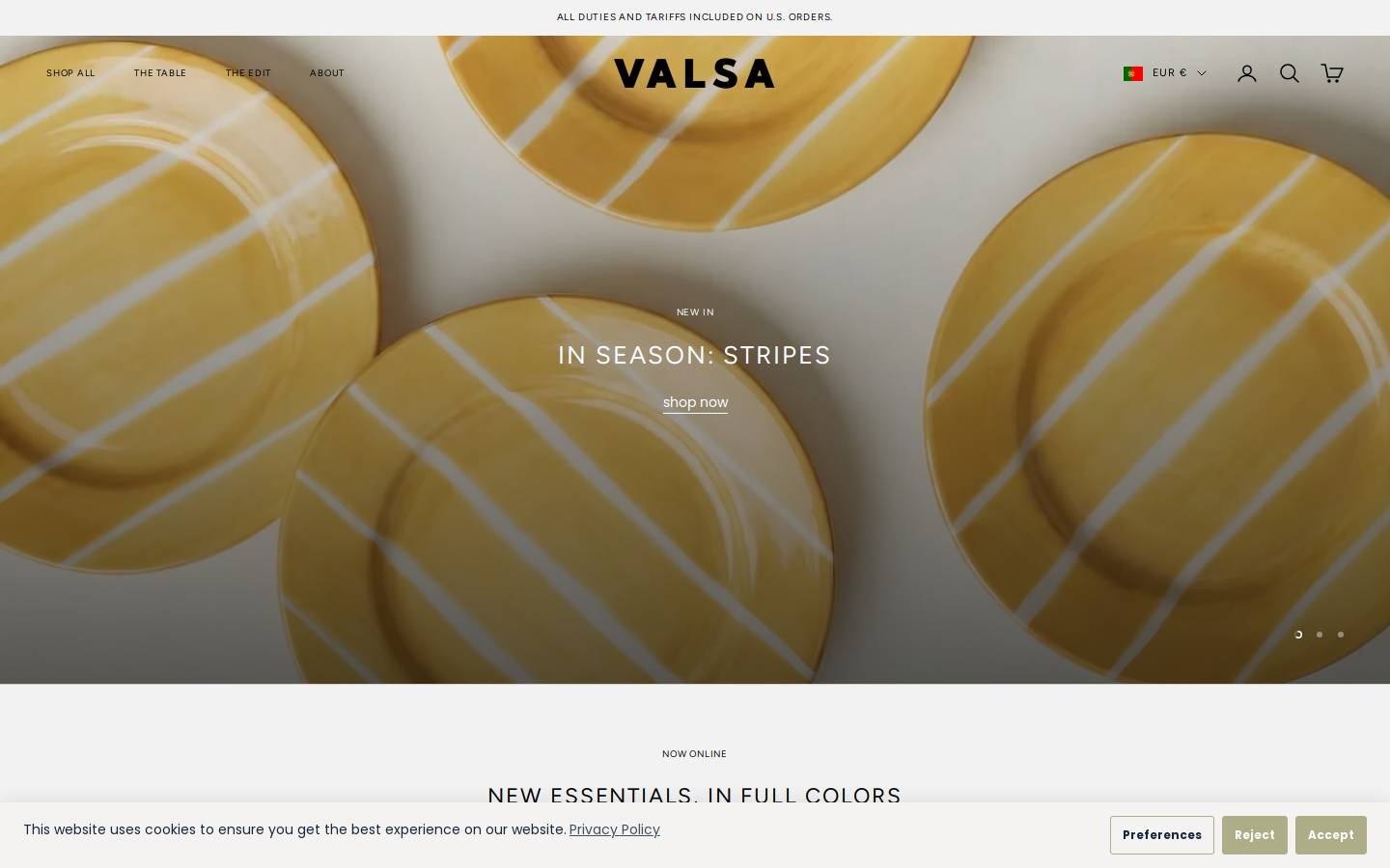 valsahome.com homepage screenshot