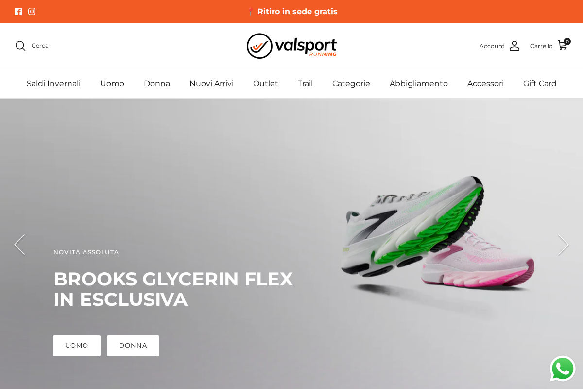 Valsport Running homepage screenshot